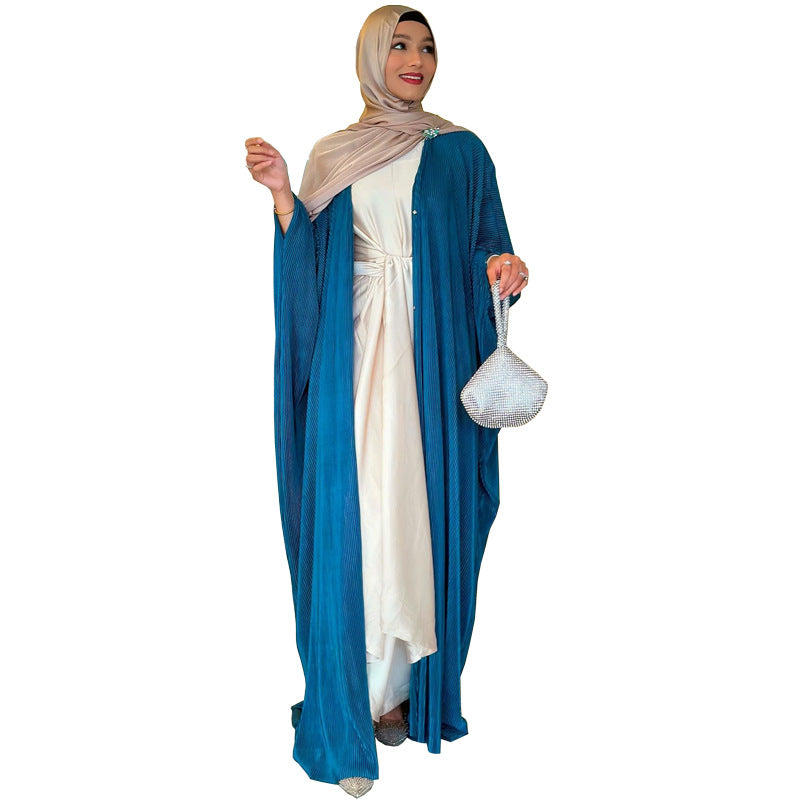 Robe en mousseline de soie à volants pour femmes, Abaya ouverte