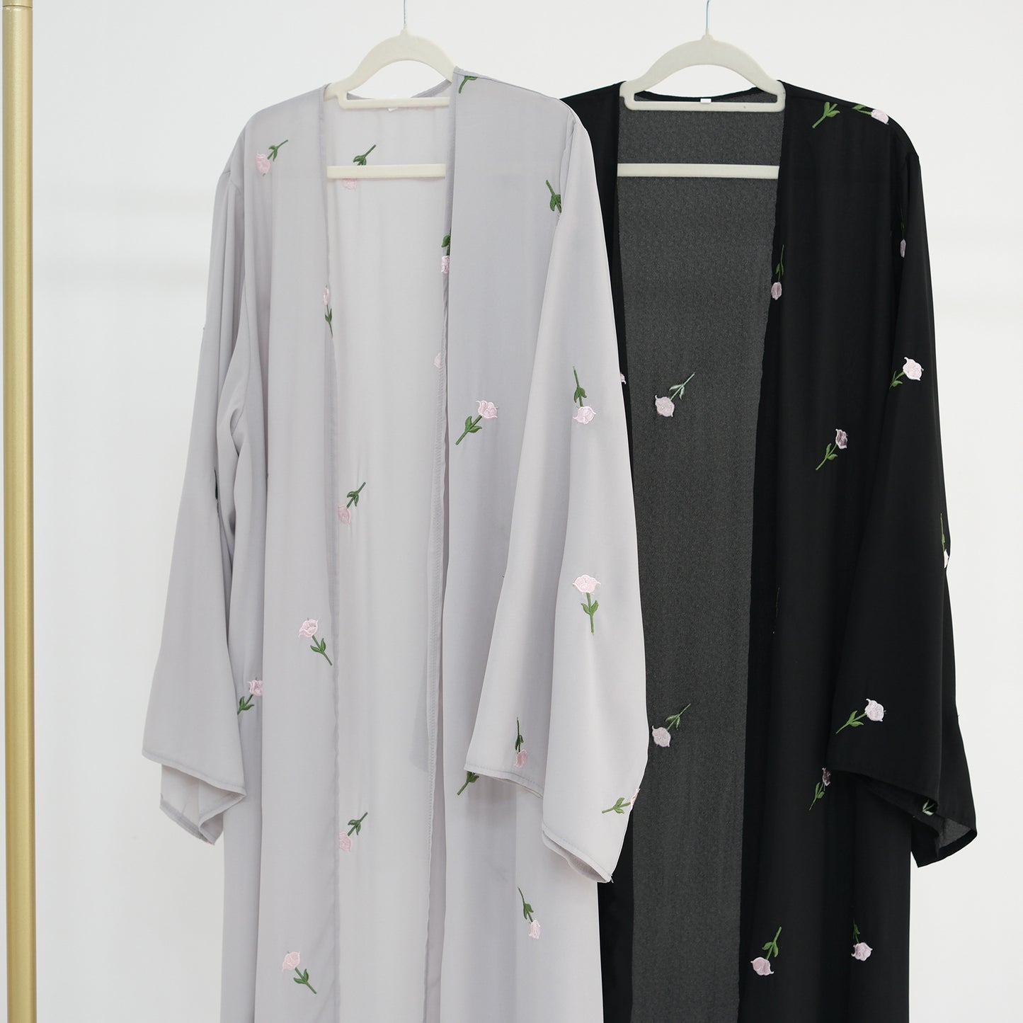 Floral Embroidery Elegant Cardigan Robe