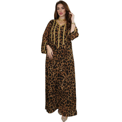 Leopard Print Brown Maxi Dress