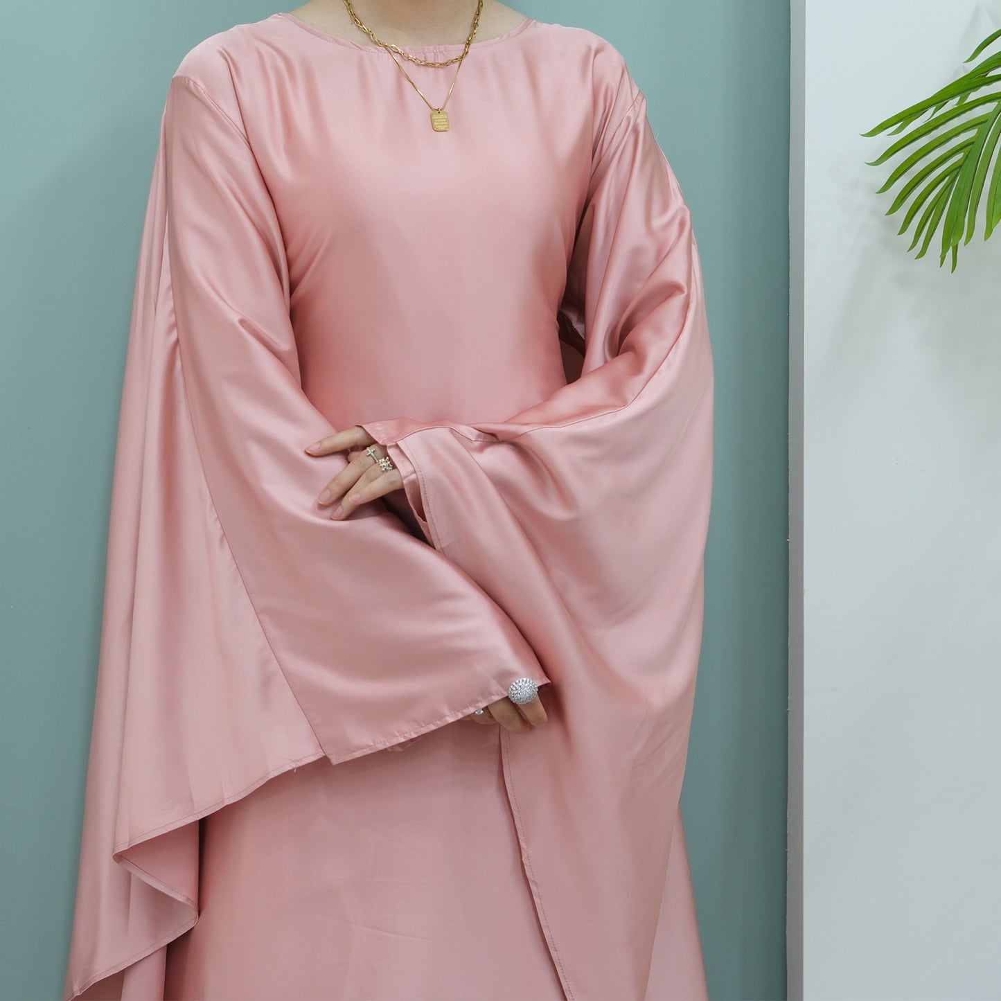 Women's Stretch Satin Modest Dress