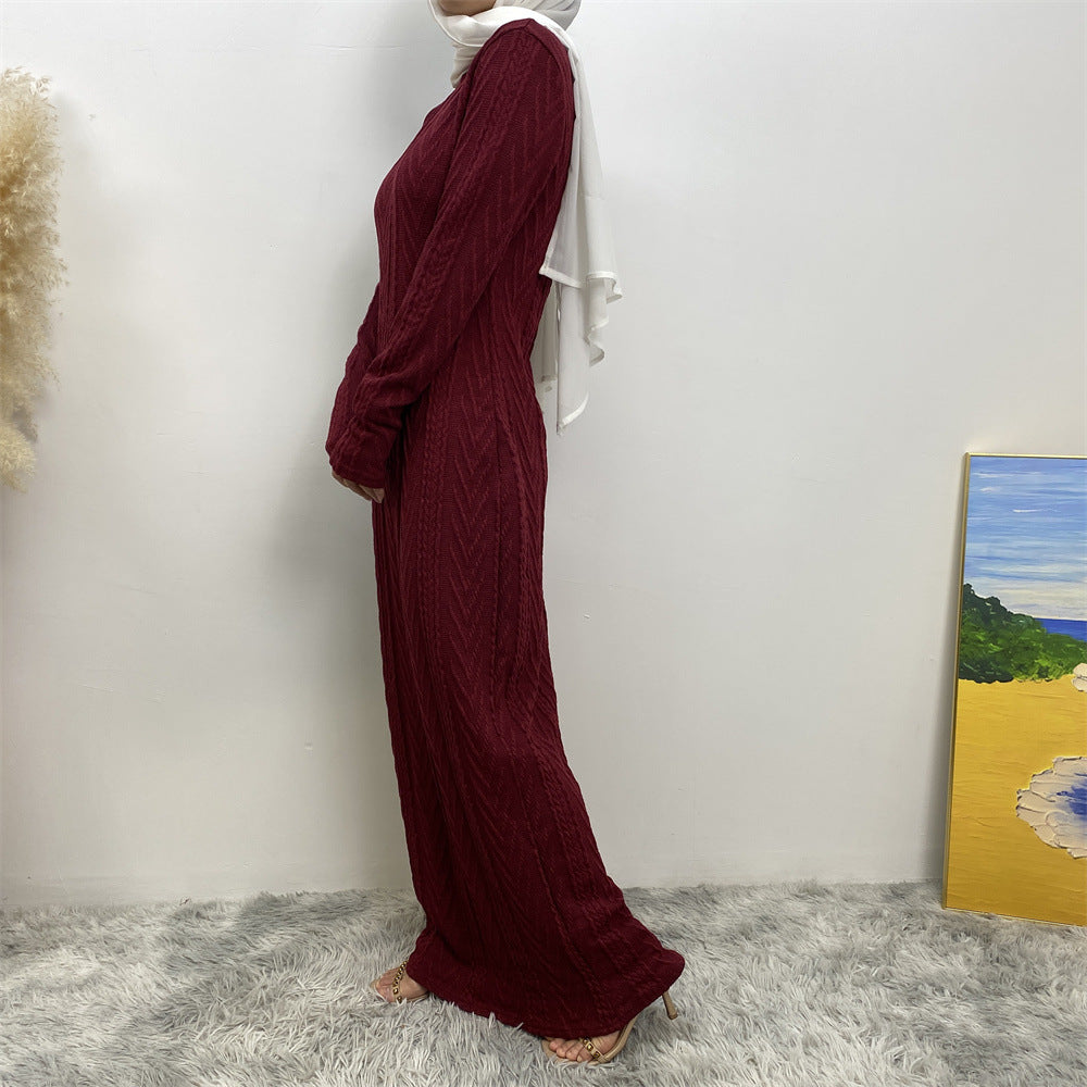 Solid Color Long-sleeved Sweater Base Dress