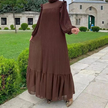 Women's Plain High-neck Pullover Loose Abaya Dress