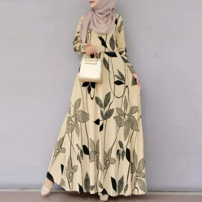 Women's Floral Print Long-sleeve Oversized Dress