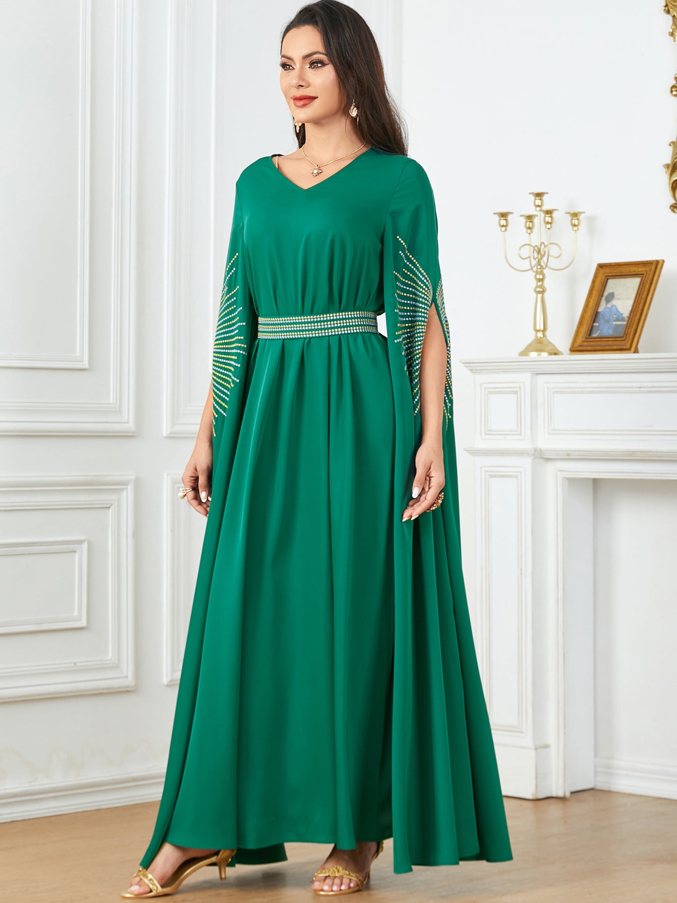 Women's Embroidered Extra-long Sleeve Party Dress