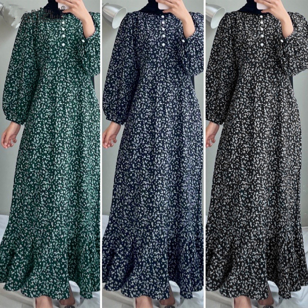 Women's Casual Long-sleeved Printed Dress