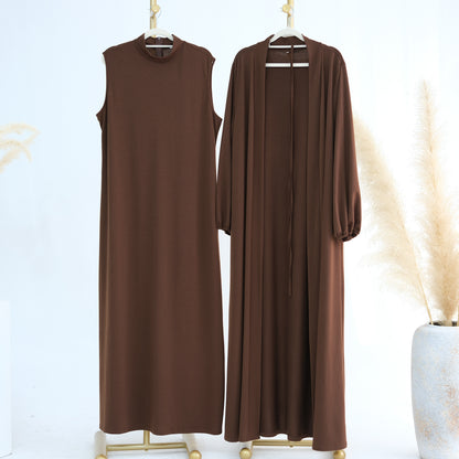 Women's Solid Color Abaya Two-piece Suit