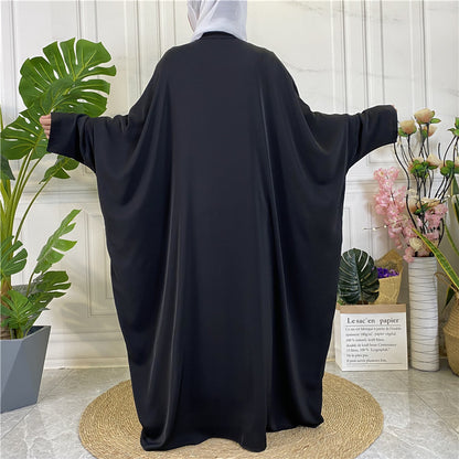 Women's Plain Muslim Button Abaya Robe