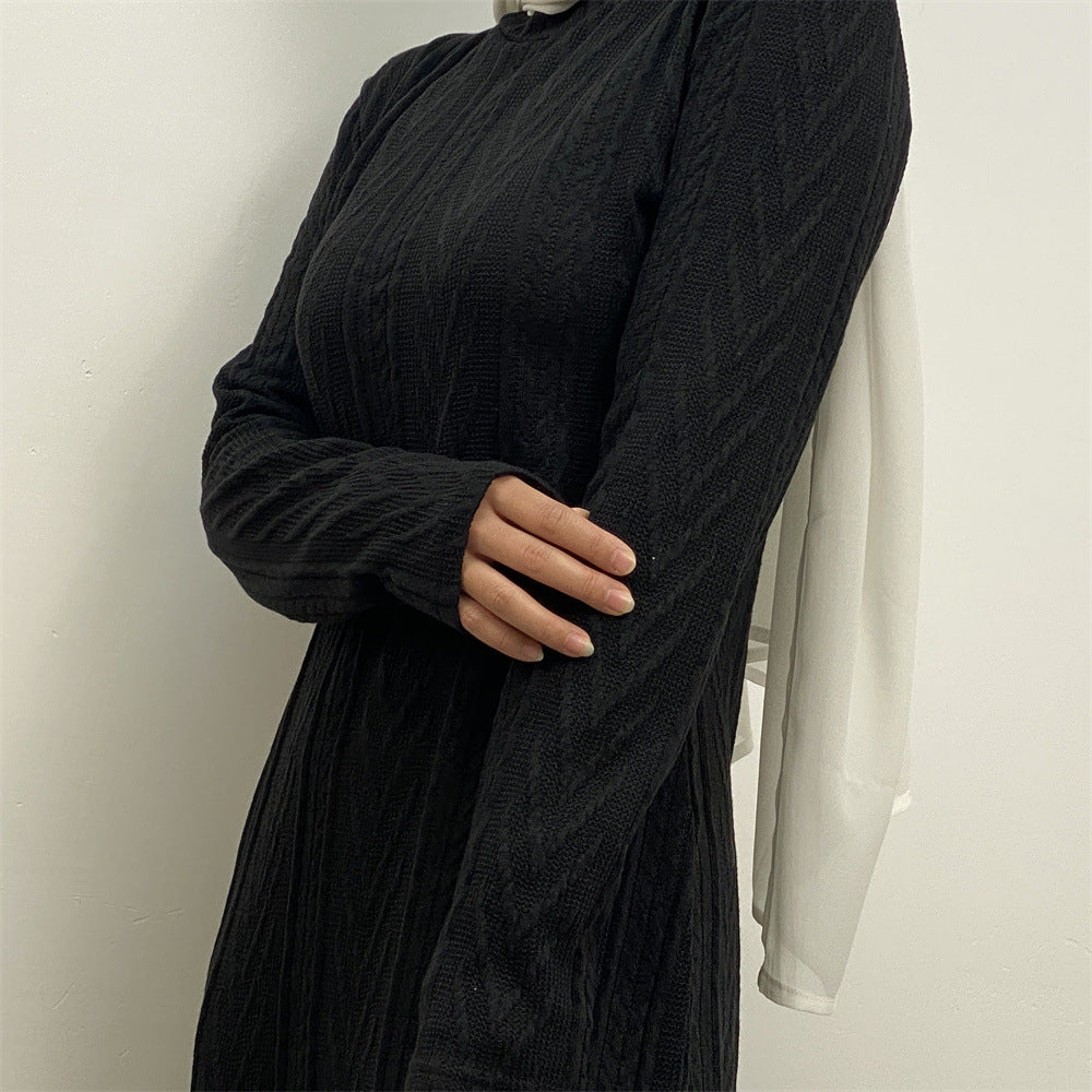 Solid Color Long-sleeved Sweater Base Dress