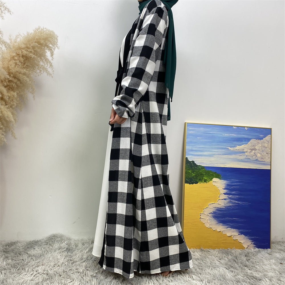 Modest Slim Plaid Robe