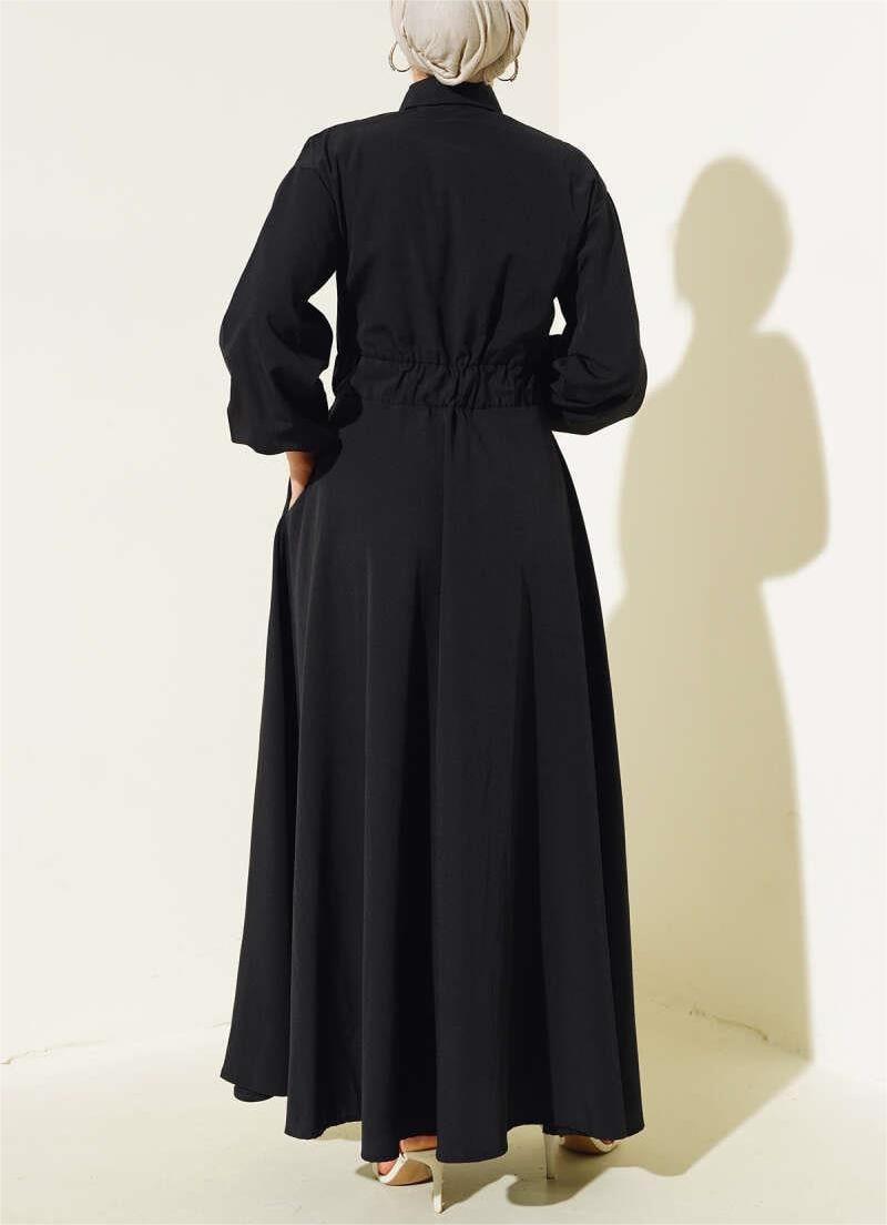 Elegant Long Sleeve Lapel A-Line Dress