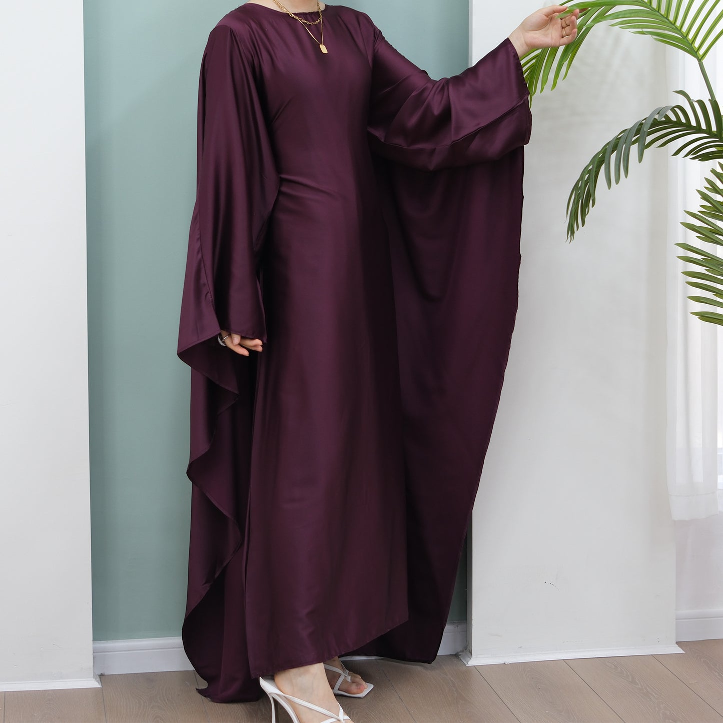 Women's Stretch Satin Modest Dress