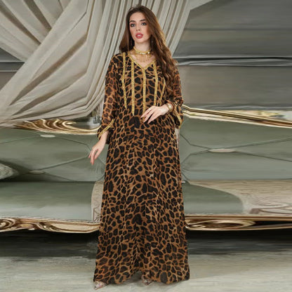 Leopard Print Brown Maxi Dress