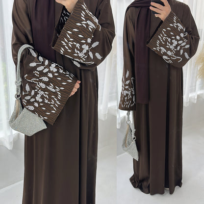 Dubai Leaf Embroidery Elegant Dress