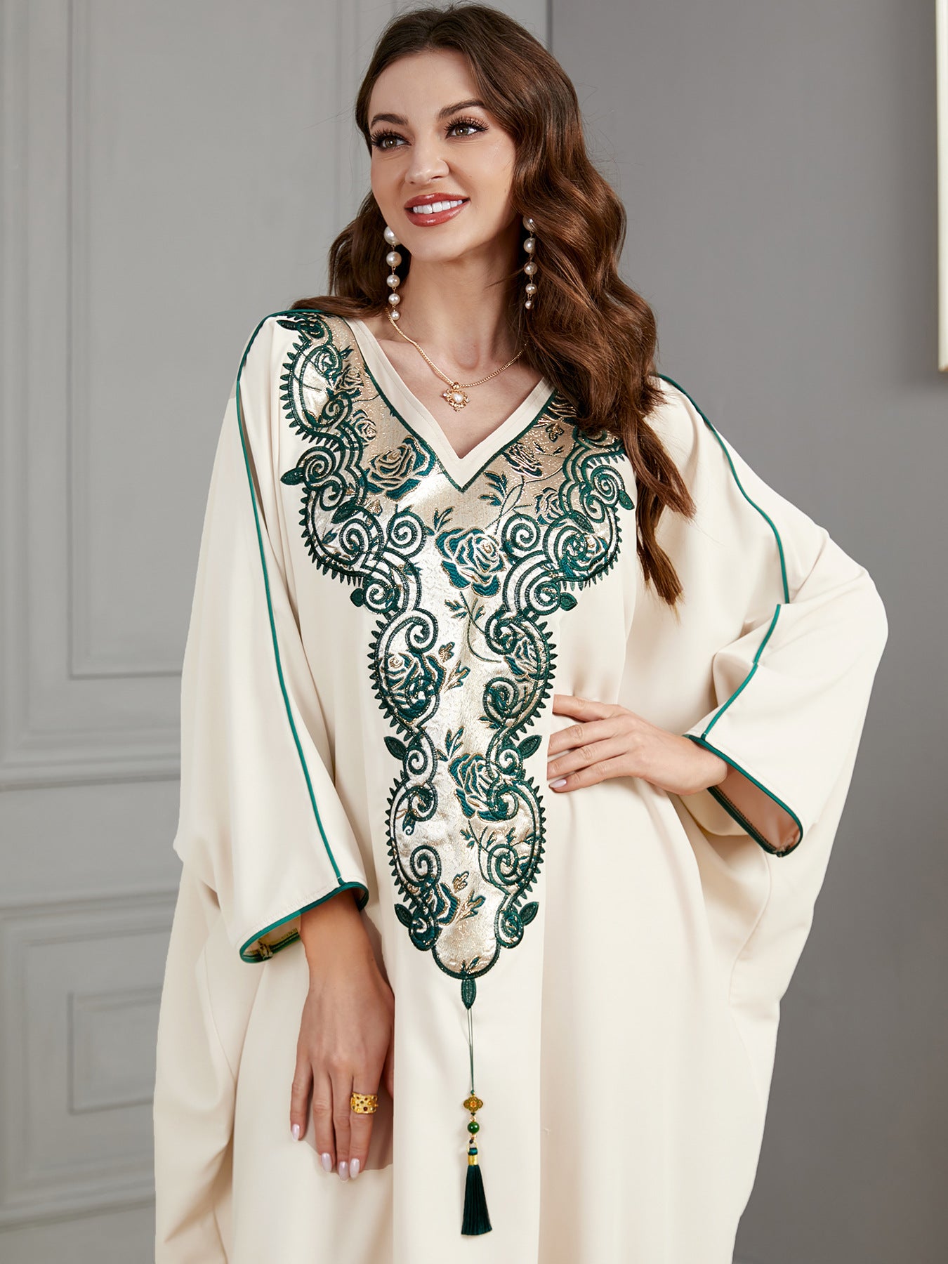 Embroidered Batwing Sleeve Casual White Dress