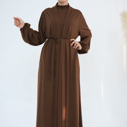 Women's Solid Color Abaya Two-piece Suit