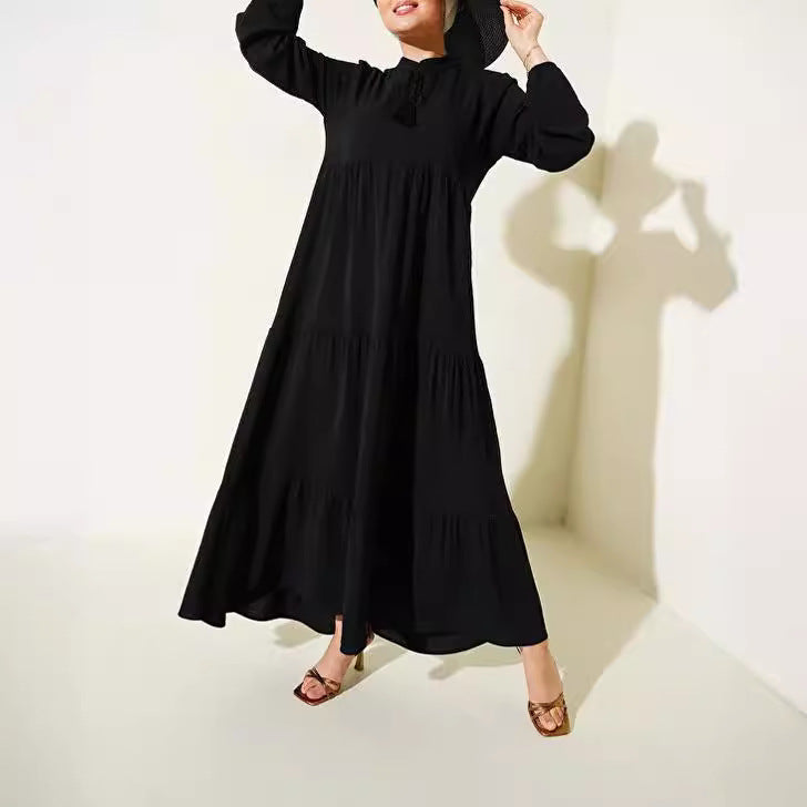 Modest Lace-Up Robe Hem Dress