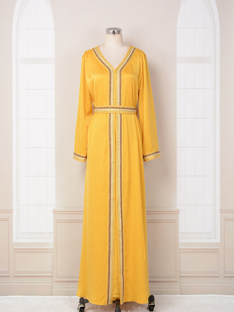 Robe de soirée jaune musulmane