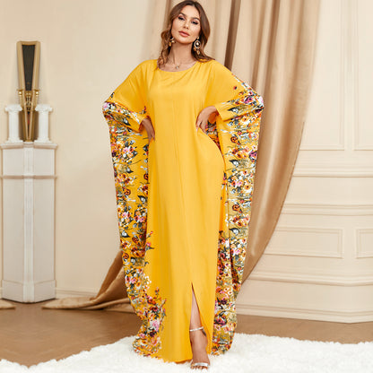 Yellow Bat Sleeve Loose Fashion Plus size Dress