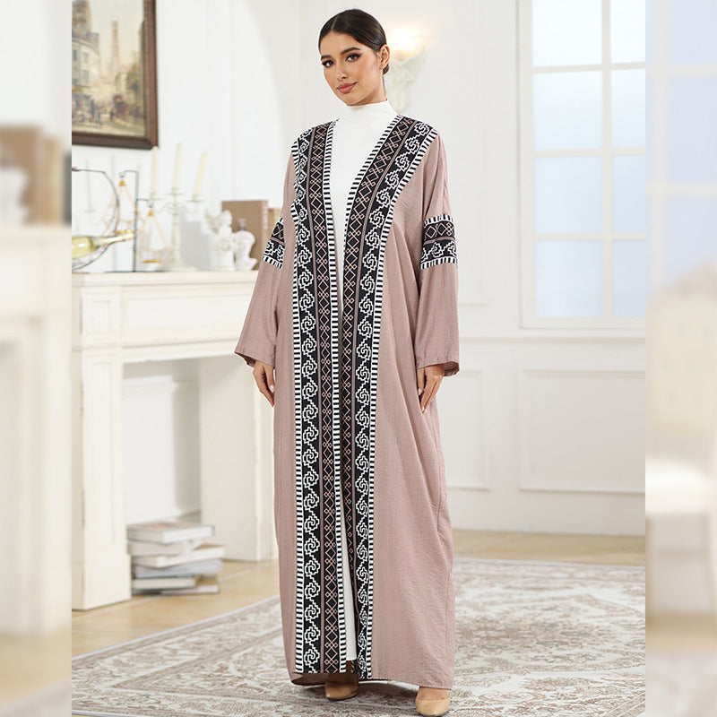 Muslim Fashion Printed Patchwork Robe