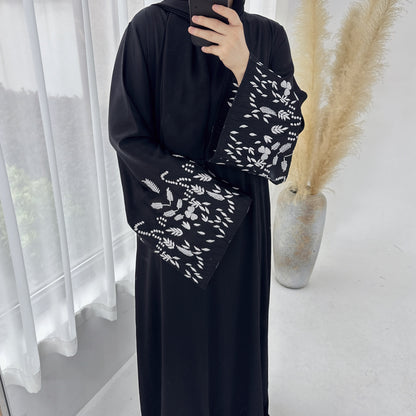 Dubai Leaf Embroidery Elegant Dress