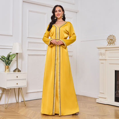 Robe de soirée jaune musulmane