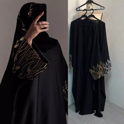 Women's Embroidery Modest Black Robe