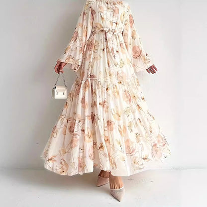 Women's Chiffon Floral Print Maxi Dress