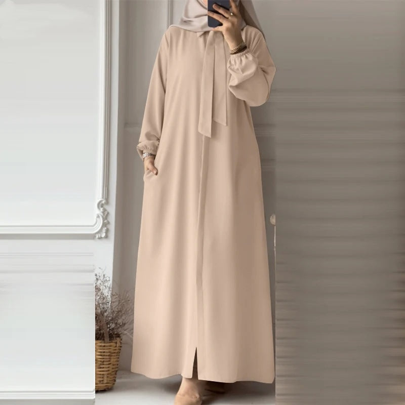 Women's Lapels Solid Color Loose Robe