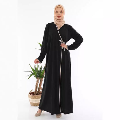 Women's Lace-up Slim Burqa V-neck Dress