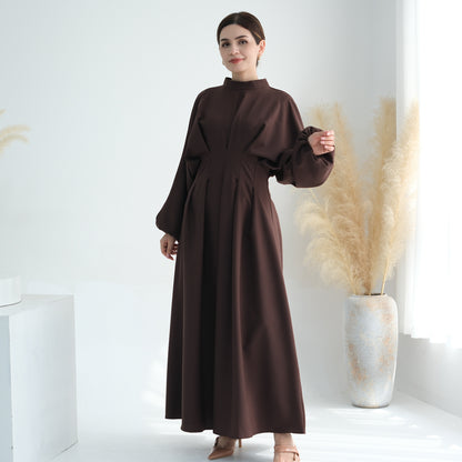 Women's Solid Color Tunic Sleeve Abaya Dress