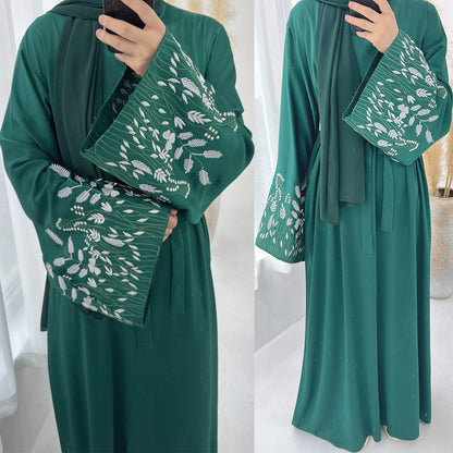 Dubai Leaf Embroidery Elegant Dress