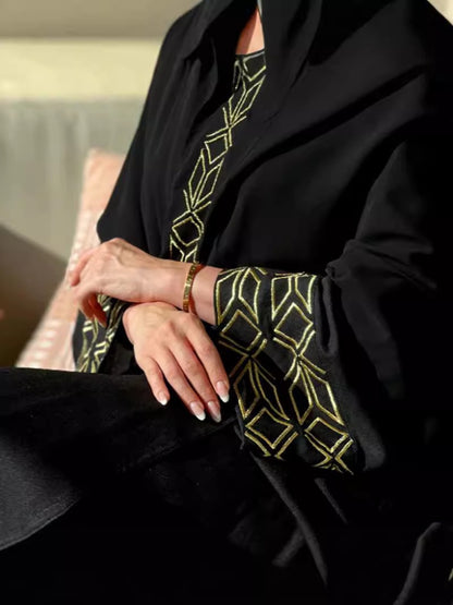 Women's Embroidery Black Robe