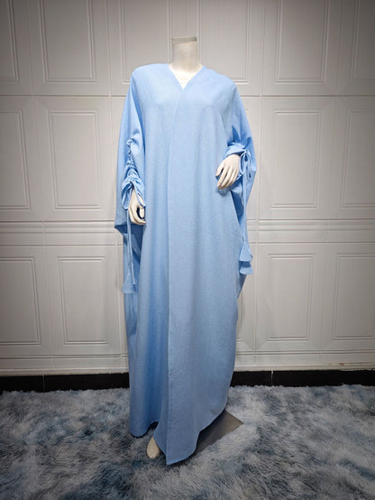 Robe décontractée à manches chauve-souris pour femmes, Abaya ouverte