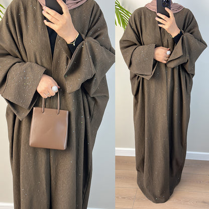 Women's Elegant Padded Cardigan Open Abaya