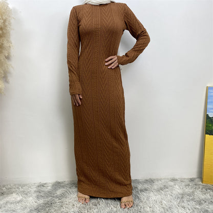 Solid Color Long-sleeved Sweater Base Dress