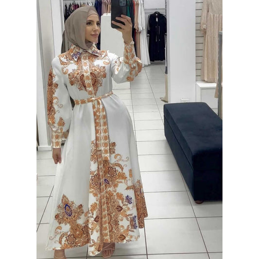 Robe longue à imprimé arabe pour femmes