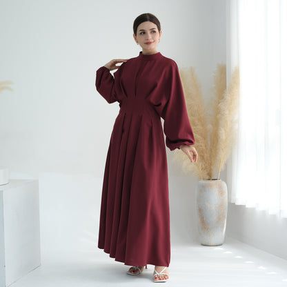 Women's Solid Color Tunic Sleeve Abaya Dress