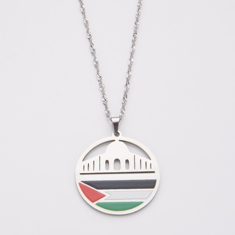 Al-Aqsa Mosque and Palestine Pendant Necklace