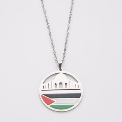 Al-Aqsa Mosque and Palestine Pendant Necklace