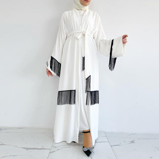 Women's Tassel Fashion White Robe