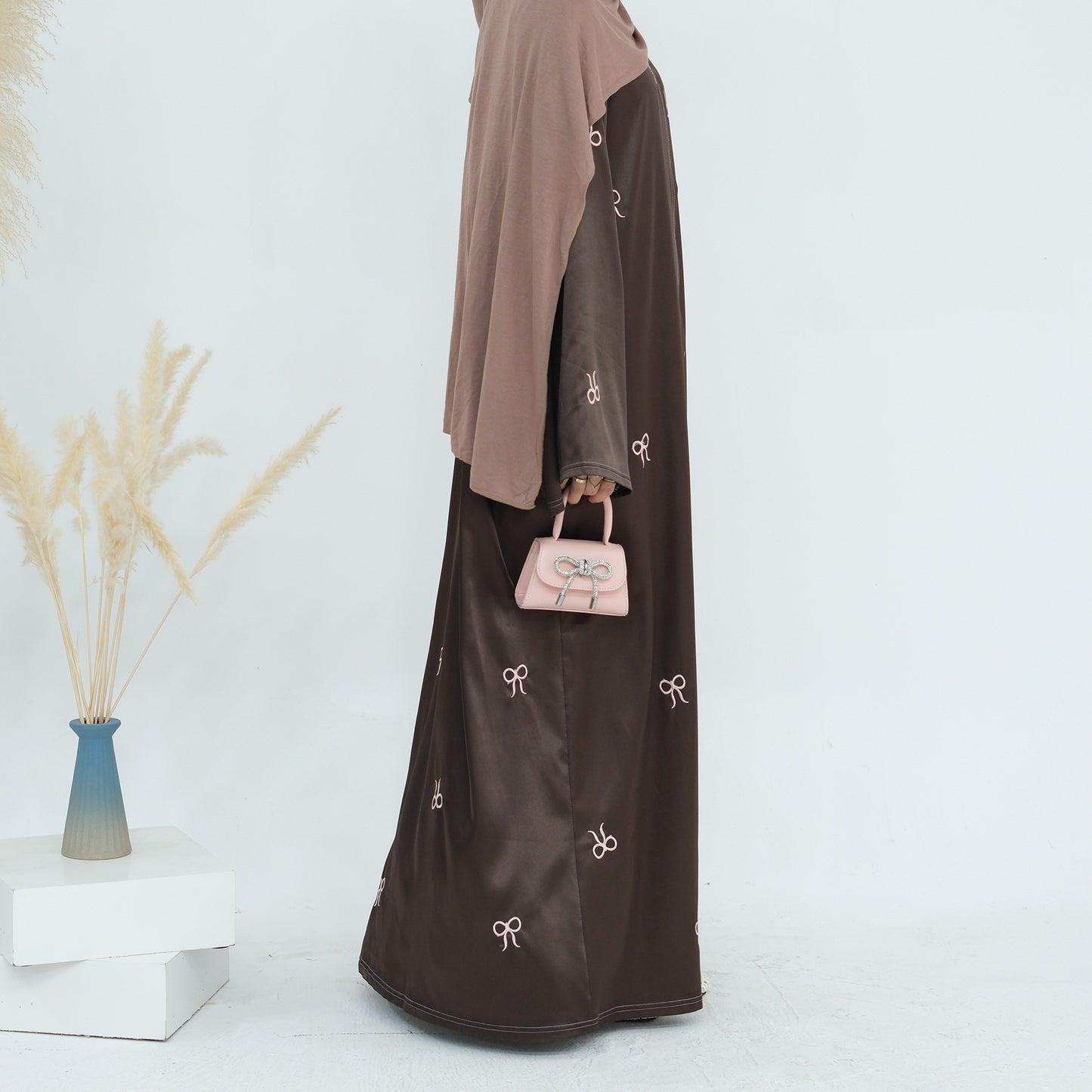 Luxurious Black Embroidery Open Abaya