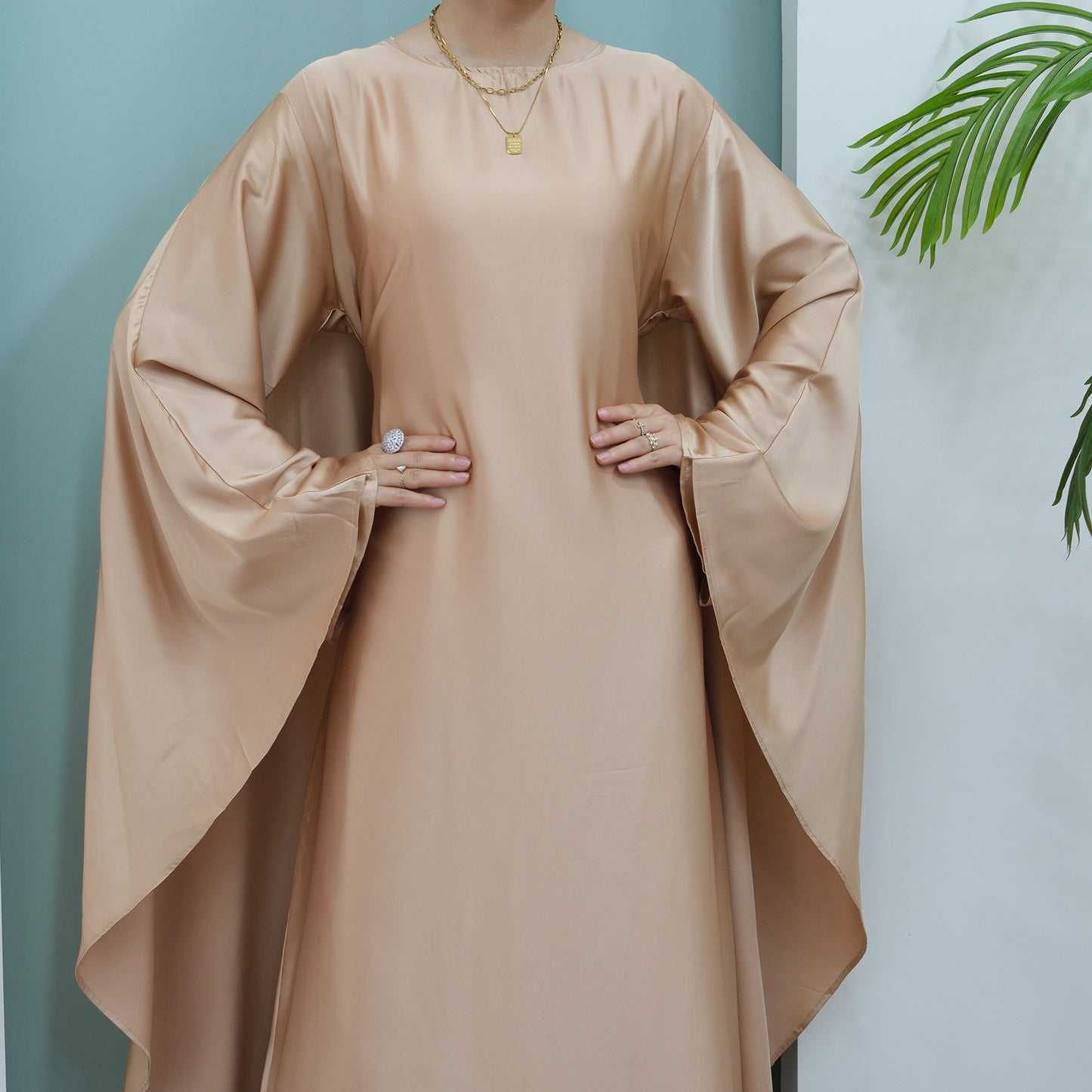 Women's Stretch Satin Modest Dress