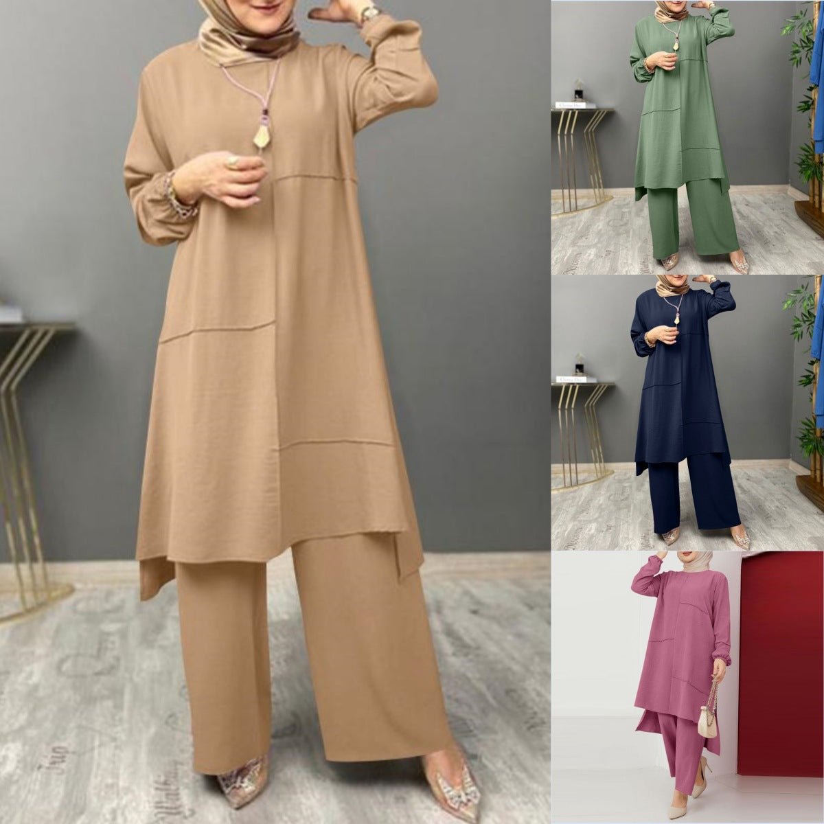 Women's Elegant Shirt Loose Wide Leg Pants Set