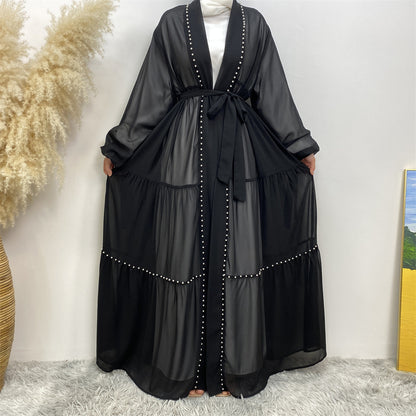Women's Beaded Chiffon Cardigan Robe