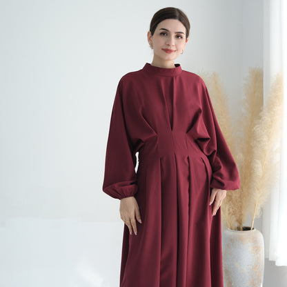 Women's Solid Color Tunic Sleeve Abaya Dress