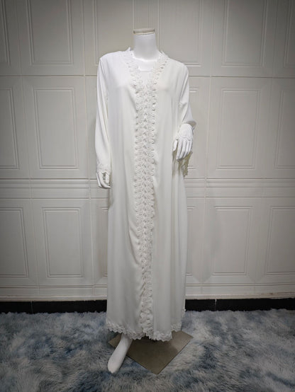 Women's White Robe Open Abaya