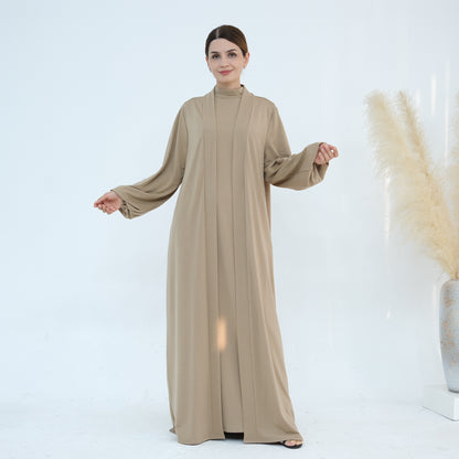 Women's Solid Color Abaya Two-piece Suit