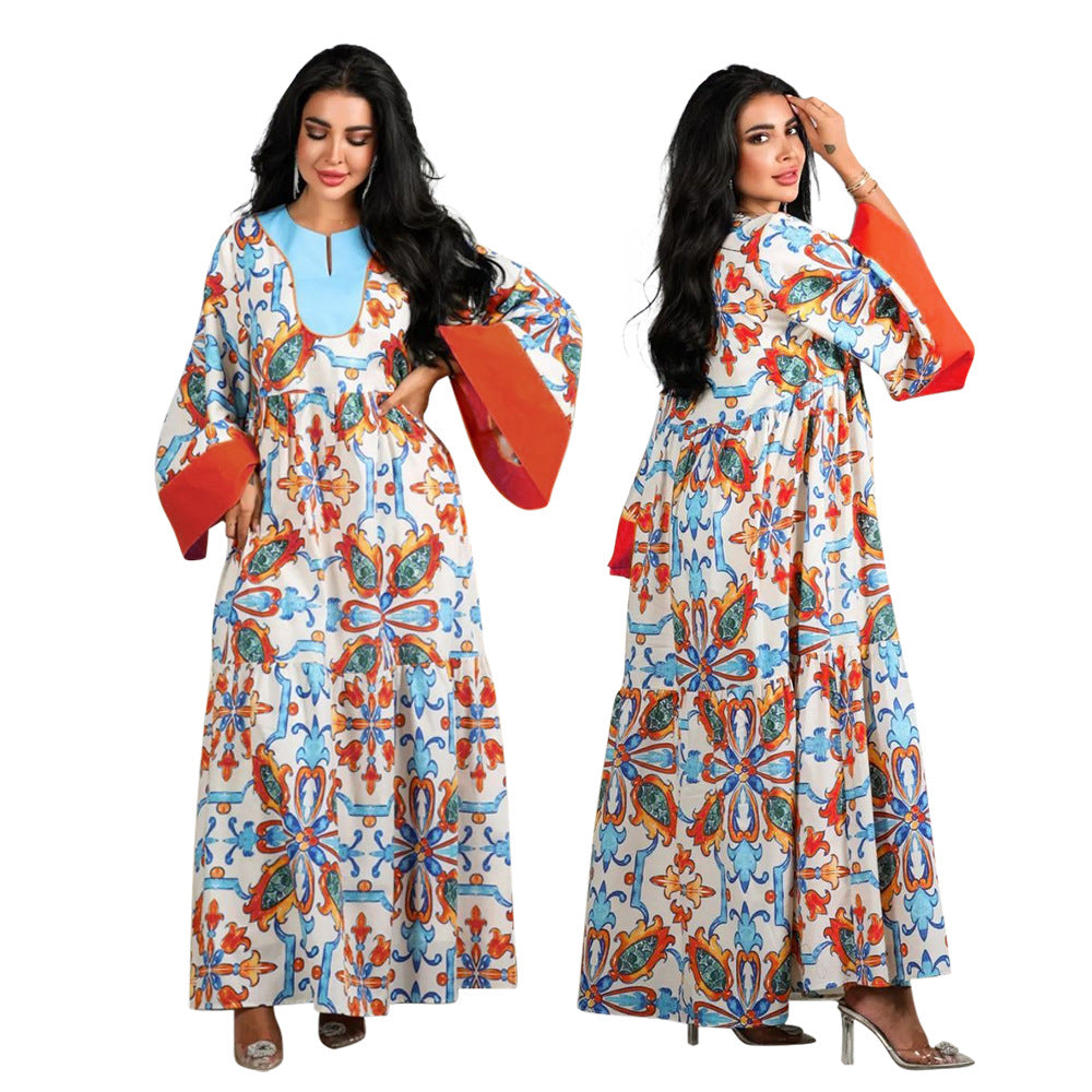 Women's Printed Long-sleeved Dress