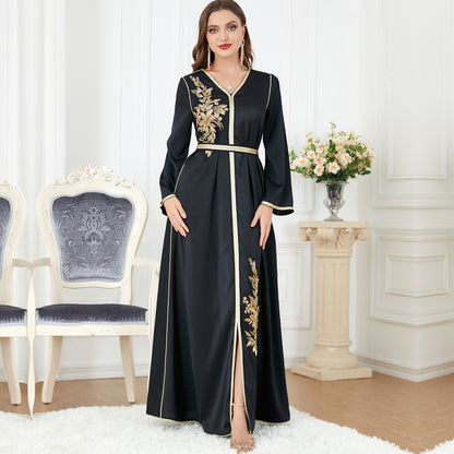 Women's Split V-neck Long Sleeve Dress