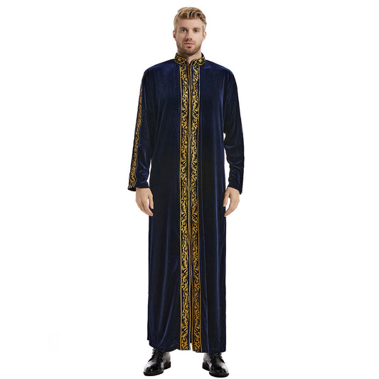 Men's Gold Velvet Embroidered Thobe